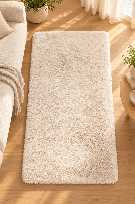 Tapis Billy Ivoire à poils longs