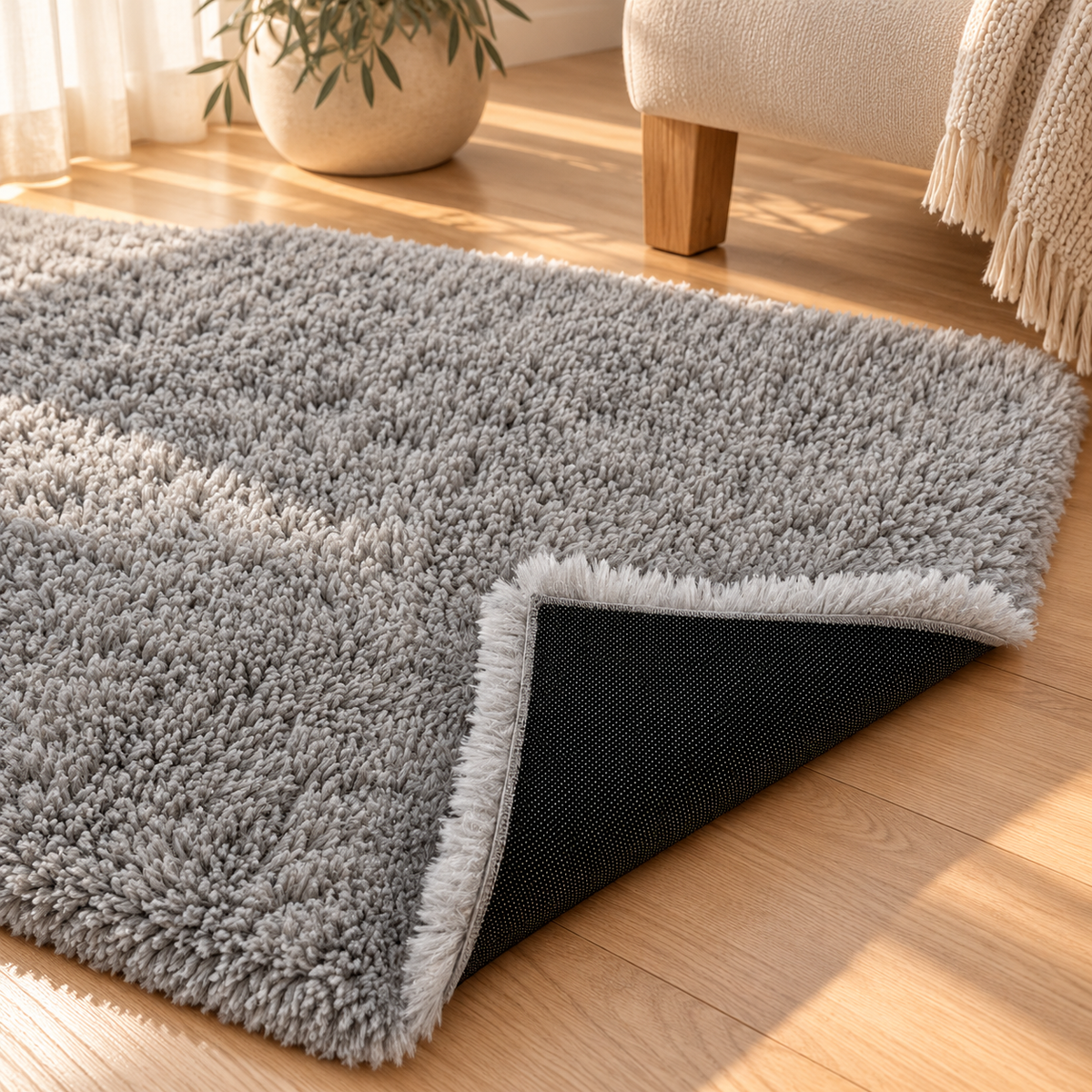 Tapis Billy Perle gris à poils longs