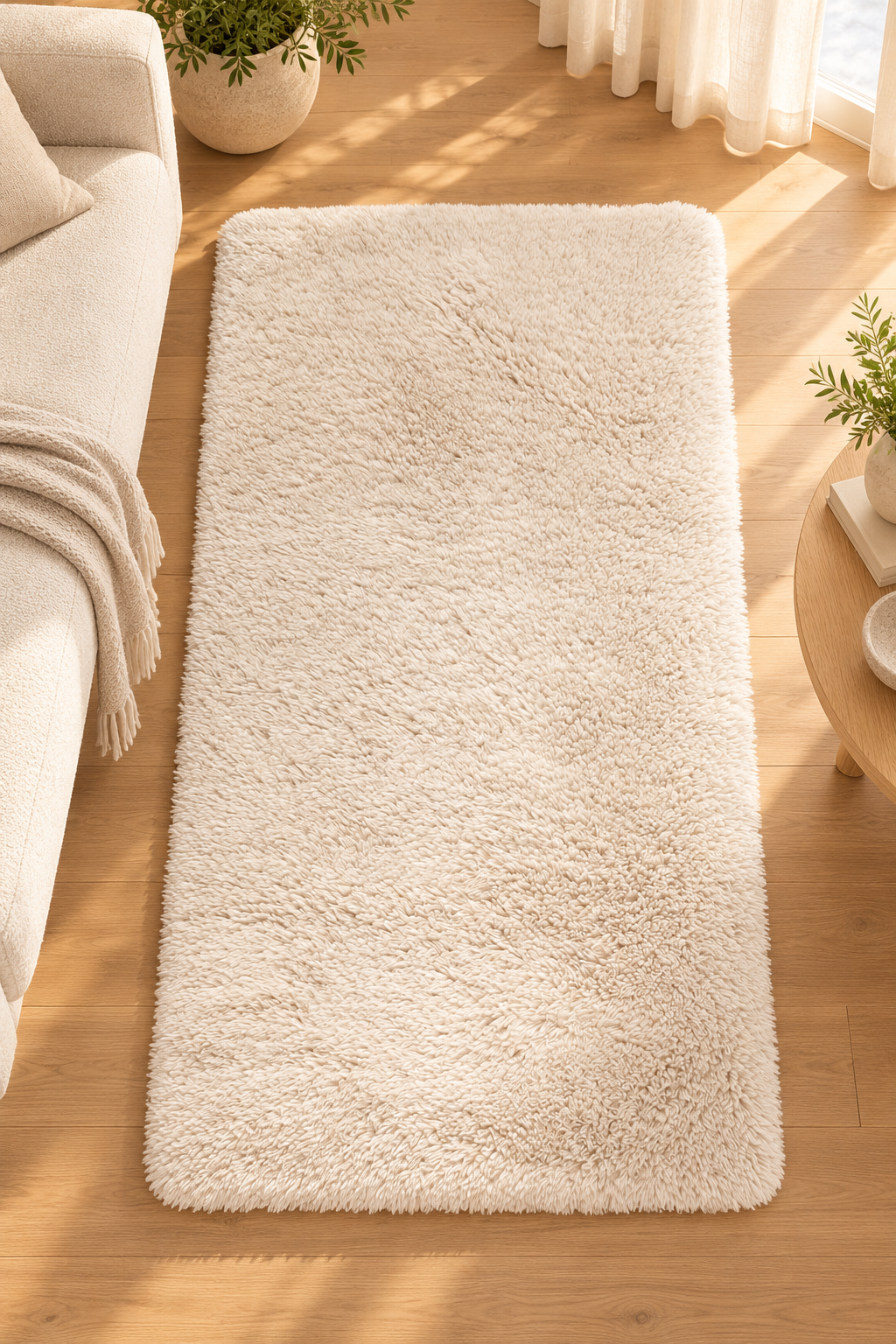 Tapis Billy Ivoire à poils longs