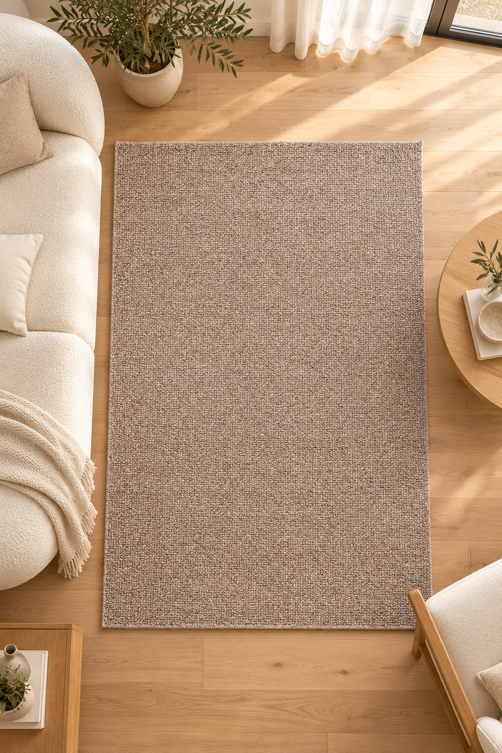 Tapis Mathis Naturel bouclé beige taupe