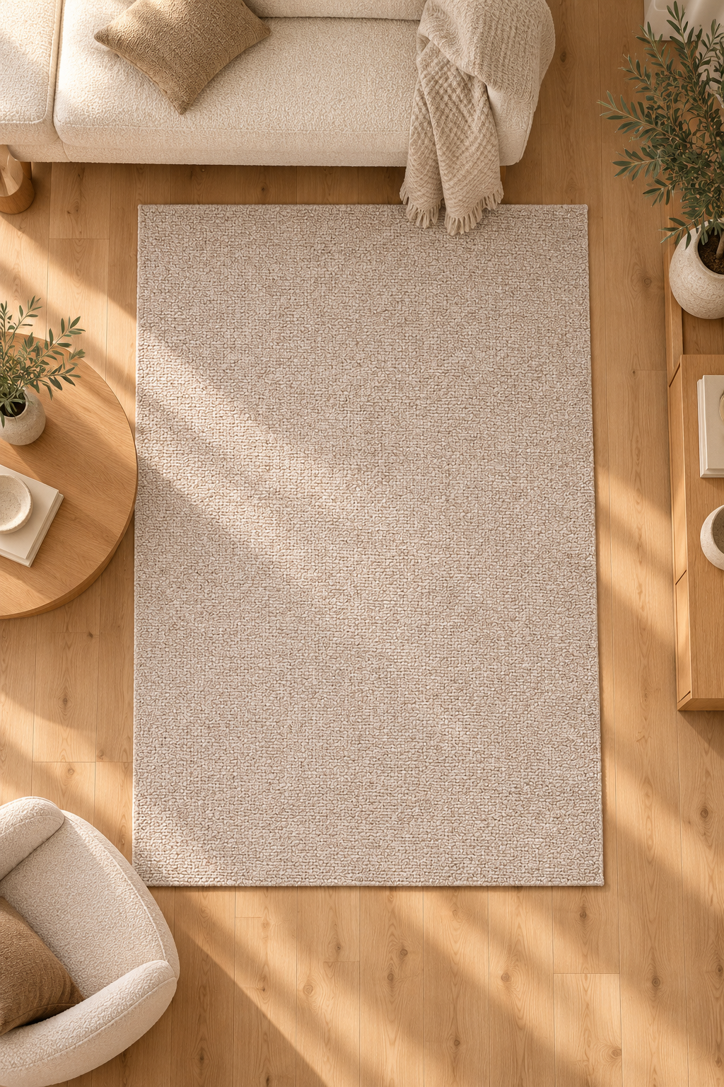 Tapis Mathis Ivoire bouclé chiné