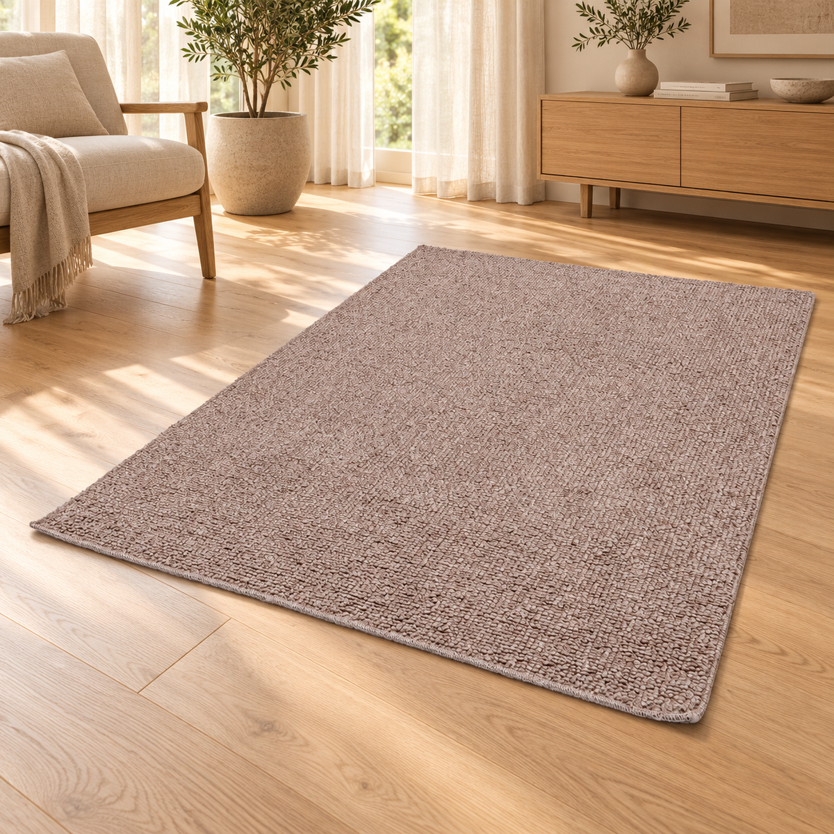Tapis Mathis Naturel bouclé beige taupe