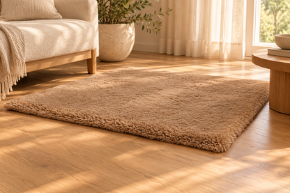 Tapis Billy Naturel camel à poils longs
