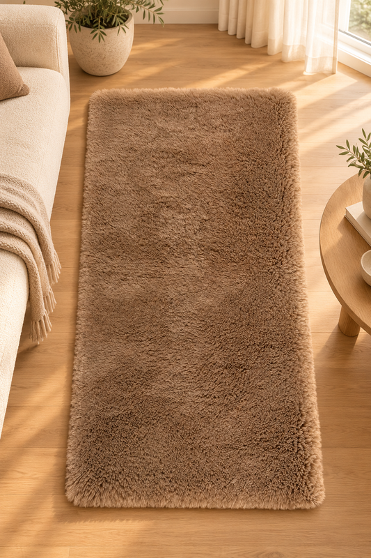Tapis Billy Naturel camel à poils longs