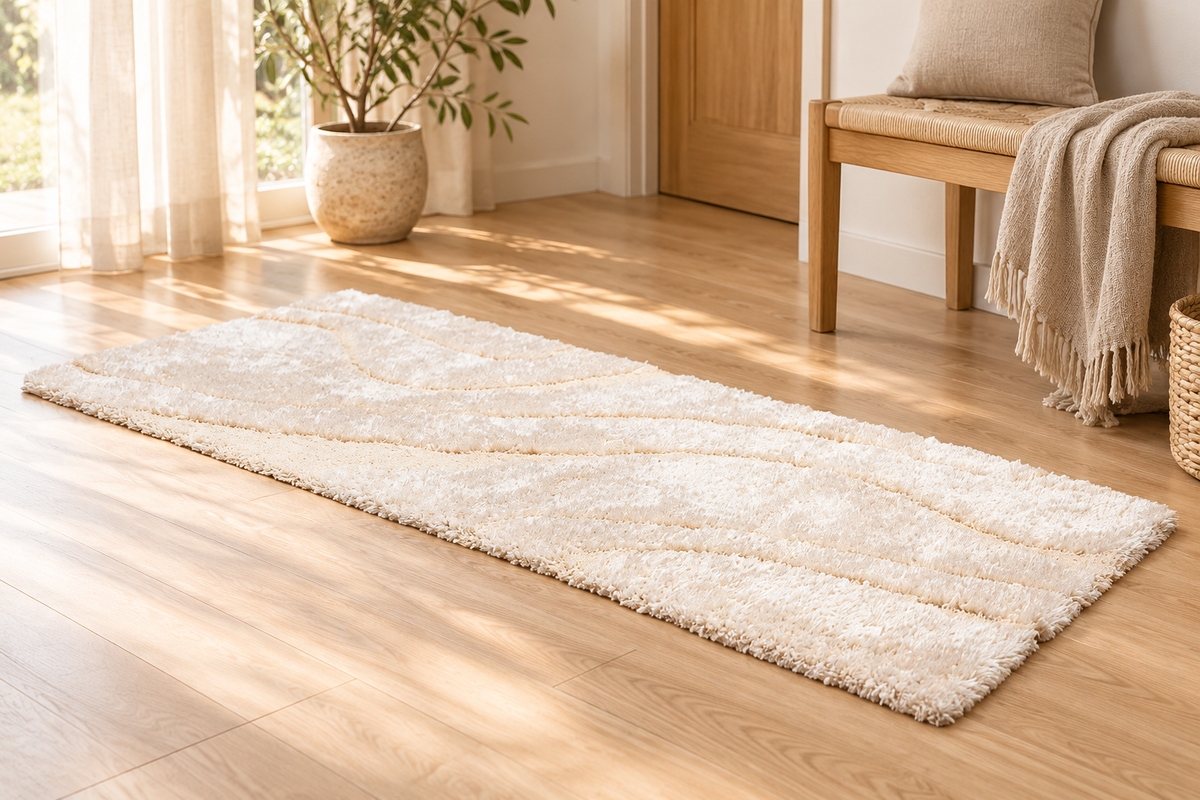 Tapis Alivio Neige à poils longs et vagues en relief