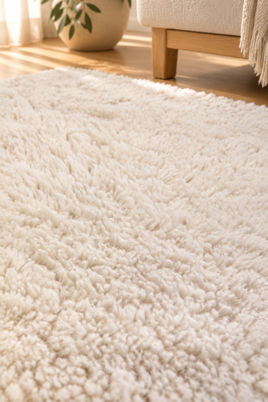 Tapis Billy Ivoire à poils longs
