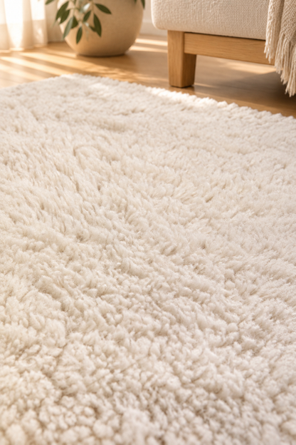 Tapis Billy Ivoire à poils longs