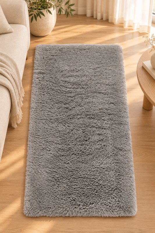Tapis Billy Perle gris à poils longs