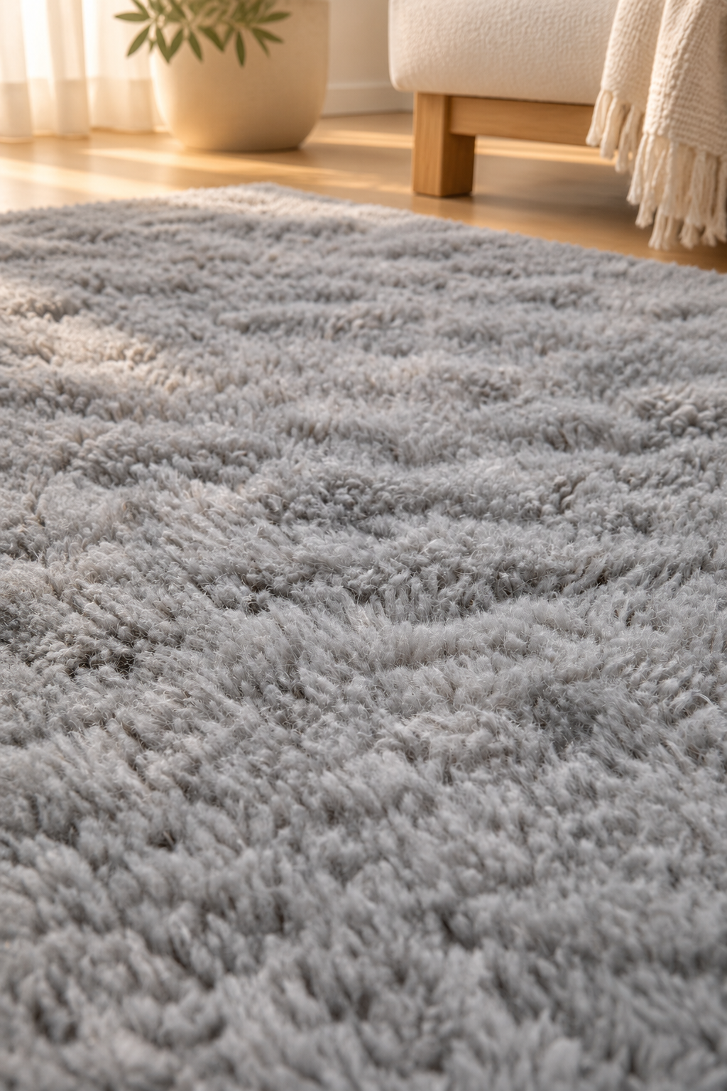 Tapis Billy Perle gris à poils longs