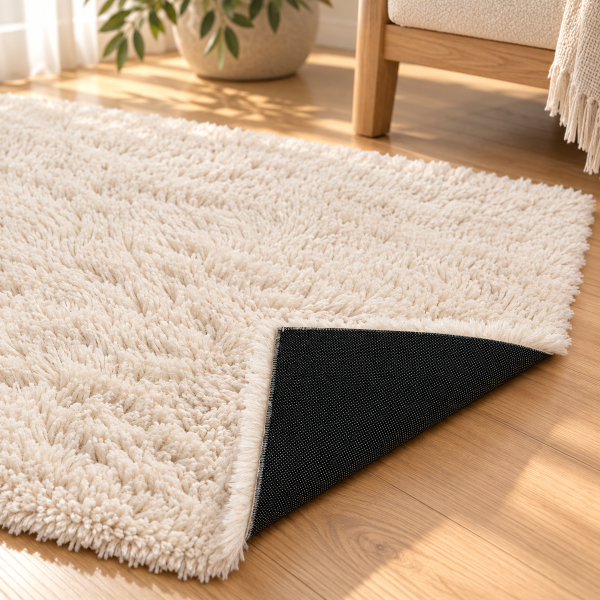 Tapis Billy Ivoire à poils longs