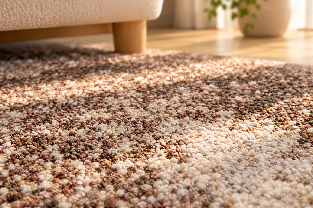Tapis Thea Naturel effet marbre ivoire et brun