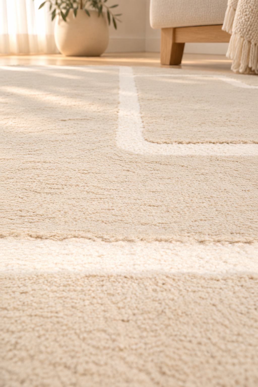 Tapis Louisa Neige crème à motif géométrique