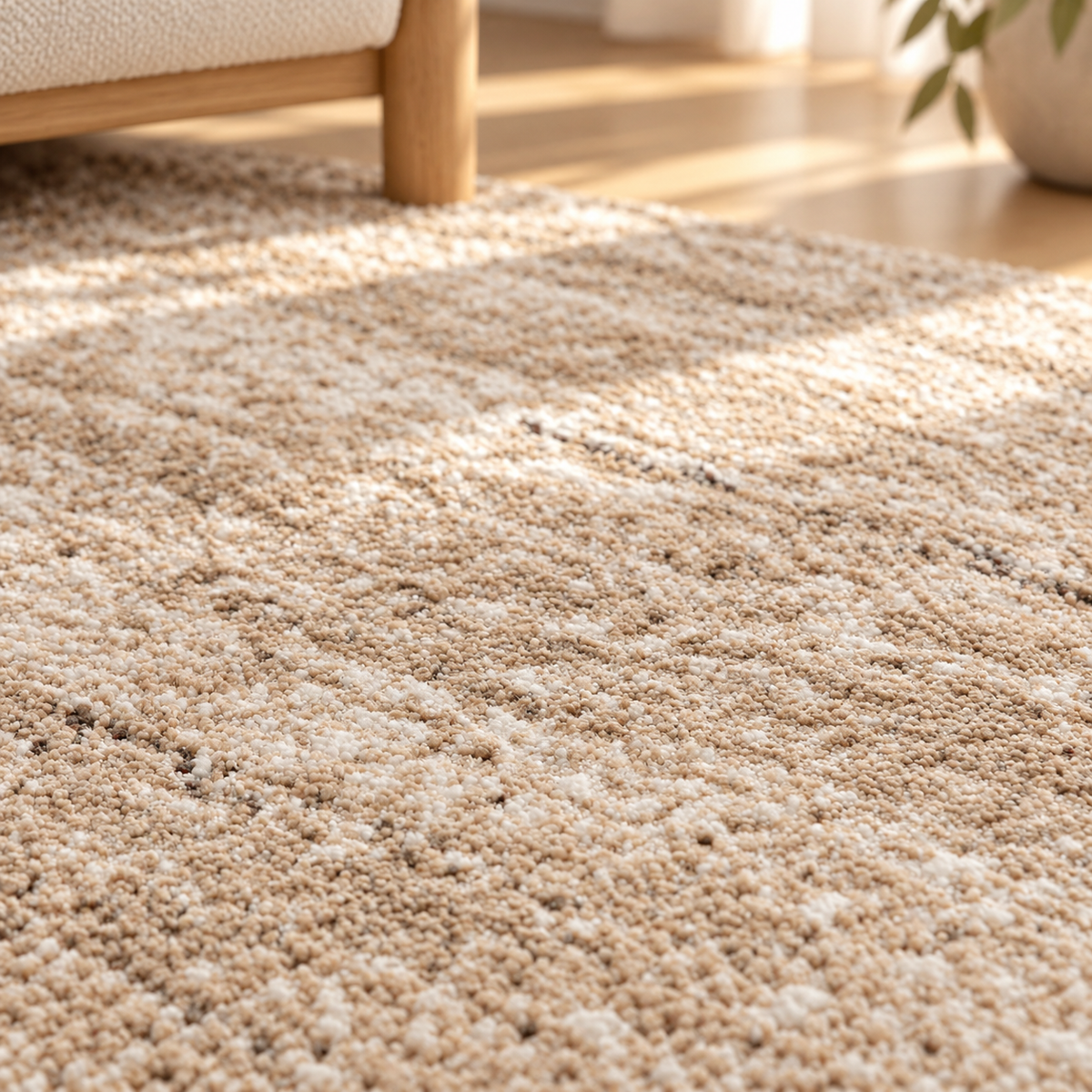 Tapis Tilda Naturel rayé chiné sable et ivoire
