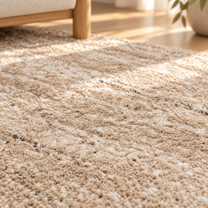 Tapis Tilda Naturel rayé chiné sable et ivoire