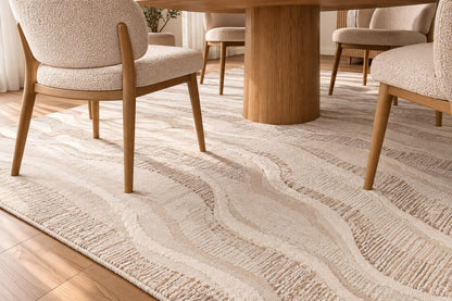 Tapis Kalio sous une table de salle à manger en bois