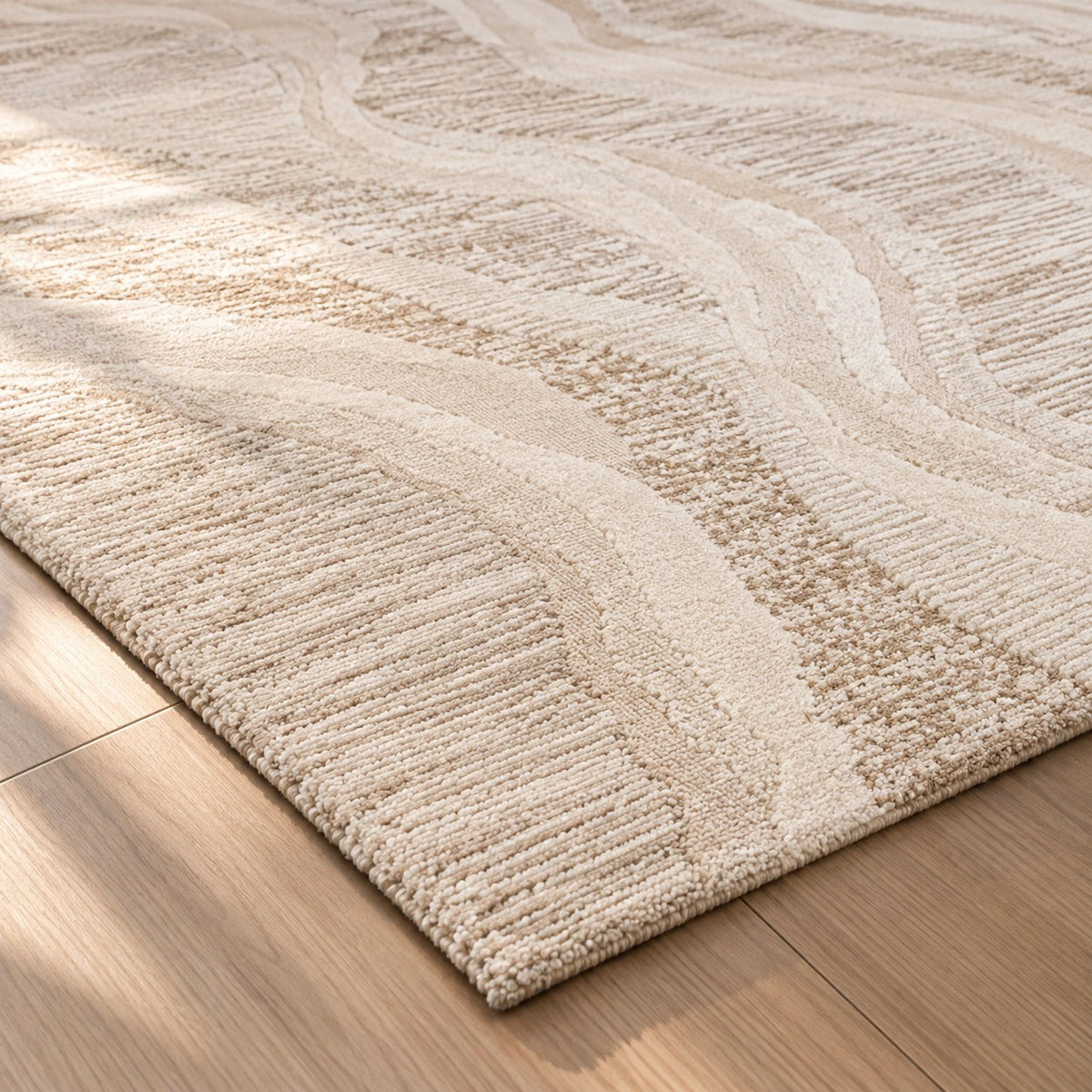 Détail du relief et de la bordure du tapis Kalio